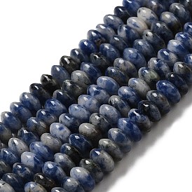 Perles de jaspe tache bleue naturelle, perles de soucoupe, rondelle