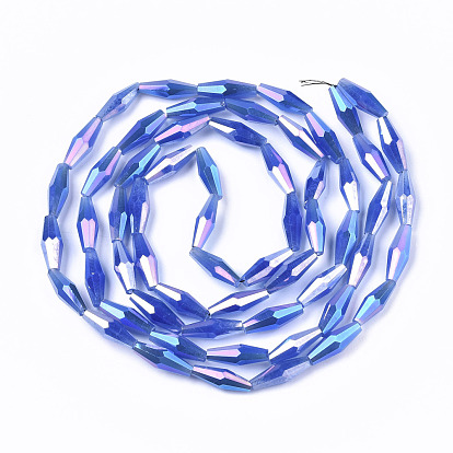 Electroplate Glass Beads Strands, AB Color Plated, Imitation Jade Glass, Faceted Bicone