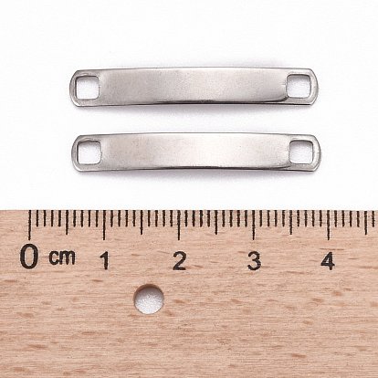Rectangle 304 Stainless Steel Links Connectors, 33.5x5x1mm, Hole: 3x3mm