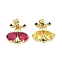 Rack Plating Real 18K Gold Plated Brass Pendants, with Cubic Zirconia, Long-Lasting Plated, Lead Free & Cadmium Free, Insect