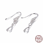 925 Sterling Silver Earring Findings, with Micro Pave Cubic Zirconia, Bar Links and Ice Pick Pinch Bail, Teardrop