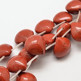 Perles de larme de jaspe rouge naturel, 24x23x16mm, Trou: 1mm