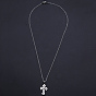 201 Stainless Steel Pendants Necklaces, with Cable Chains and Lobster Claw Clasps, Cross