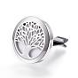 316 Surgical Stainless Steel Car Diffuser Locket Clips, with Perfume Pad and Magnetic Clasps, Flat Round with Tree of Life