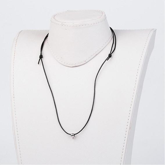 Cowhide Leather Cord Necklace Making, with Stainless Steel Beads