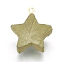 Electroplate Natural Druzy Quartz Pendants, with Brass Findings, Star, Golden