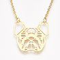 201 Stainless Steel Puppy Pendant Necklaces, with Cable Chains, Filigree Bulldog Head