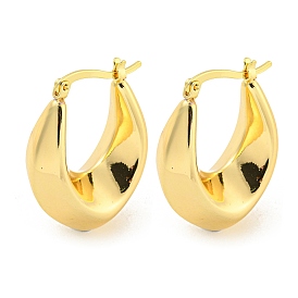 Rack Plating Brass Hoop Earrings, Long-Lasting Plated, Lead Free & Cadmium Free, Oval