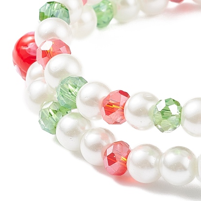 Conjunto de pulseras elásticas con cuentas de setas y perlas de cristal de estilo 2pcs 2 con amuleto navideño de esmalte de aleación para mujer