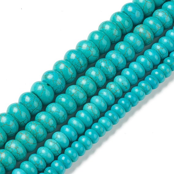 Perles synthétiques turquoise brins, rondelle