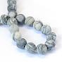 Frosted Natural Black Silk Stone/Netstone Round Bead Strands