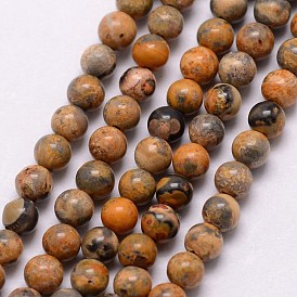 Leopardskin naturel brins de perles de pierres précieuses, ronde