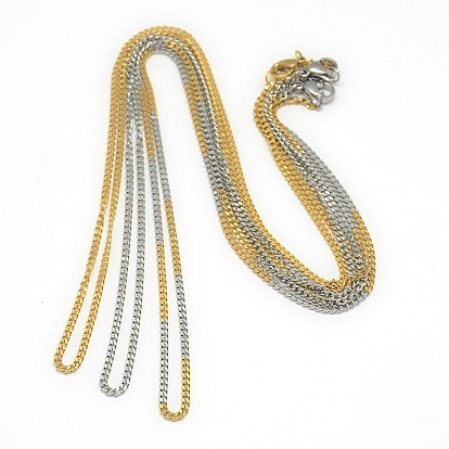 Trendy Unisex 201 Stainless Steel Twisted Chain Necklaces, with Lobster Claw Clasps