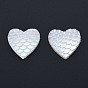 ABS Plastic Imitation Pearl Cabochons, Heart with Fish Scale Pattern
