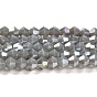 Opaque Solid Color Electroplate Glass Beads Strands, AB Color Plated, Faceted, Bicone