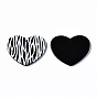 3 d colgantes acrílicos impresos, corazón con patrón de rayas de cebra, en blanco y negro