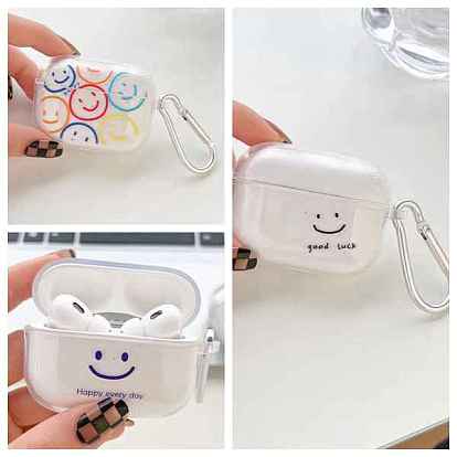 TPU Wireless Earbud Carrying Case, Earphone Storage Pouch, Smiling Face Pattern, for Airpods 1/2/3/Pro