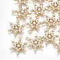 Laiton cubes pendentifs zircone, avec abs en plastique imitation perle, flocon de neige, réel 18 k plaqué or