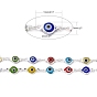 Handmade Flat Round Brass Lampwork Evil Eye Beaded Chains, Unwelded, with Spool, 13x7x2mm, about 16.4 Feet(5m)/roll