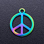 Ion Plating(IP) 304 Stainless Steel Charms, Peace Sign