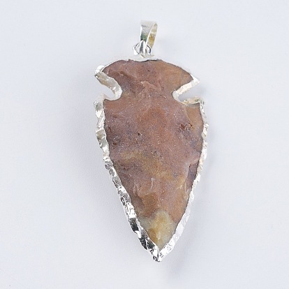 Natural Mixed Stone Pendants, with Brass Findings, Arrow