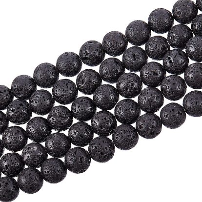 Brins de perles de pierre de lave synthétique, teint, ronde