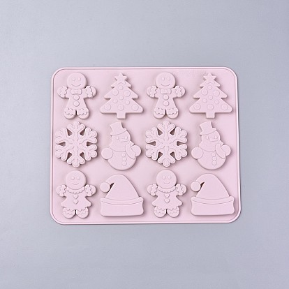 Christmas Theme Food Grade Silicone Molds, Fondant Molds, for DIY Cake Decoration, Chocolate, Candy, UV Resin & Epoxy Resin Jewelry Making, Mixed Shapes
