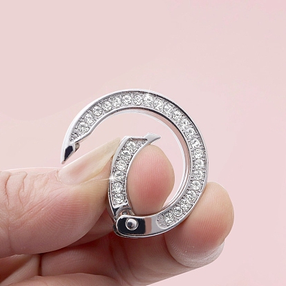 Zinc Alloy Spring Gate Rings, with Crystal Rhinestone, Rings