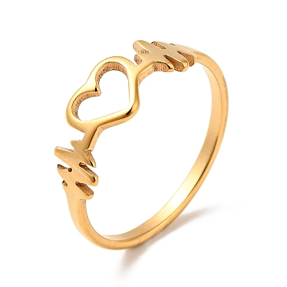 201 Stainless Steel Heart Beat Finger Ring for Valentine's Day