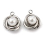 304 Stainless Steel Charms, with White Plastic Imitation Pearl Beads, Vortex