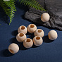 Perles en bois naturel non fini, perles de macramé, perles rondes en bois à gros trous pour la fabrication artisanale