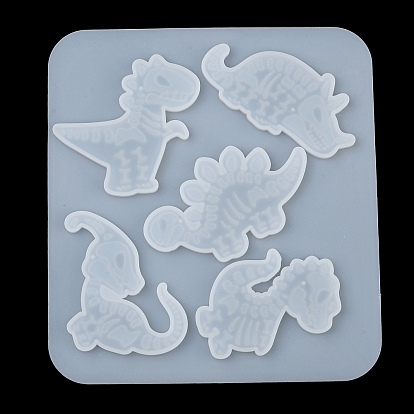 Moldes colgantes de silicona diy esqueleto de dinosaurio, moldes de resina, para resina uv, fabricación de joyas de resina epoxi