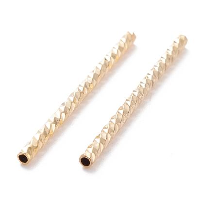 Brass Tube Beads, Long-Lasting Plated, Faceted Tube