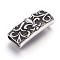 304 Stainless Steel Slide Charms, Rectangle with Fleur De Lis