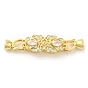 Rack Plating Brass Pave Clear Cubic Zirconia Fold Over Clasps, Long-Lasting Plated, Flower