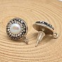 Pearl Rhinestone Ear Stud Findings, with Brass Finding, 18x14mm, pin: 0.8m