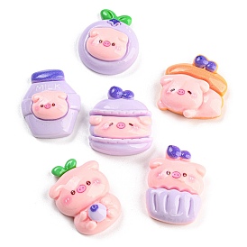 Pig Theme Opaque Resin Decoden Cabochons, Pink