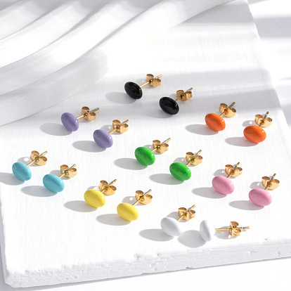 Minimalist Stainless Steel Mini Colorful Bean Earrings - Fashionable, Delicate, Elegant.