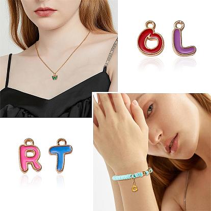 52 Pieces Alphabet Charm Pendant Colorful Alloy Enamel Letter Charm Alphabet A-Z Pendant for Jewelry Necklace Earring Making Crafts