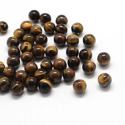 Round Natural Tiger Eye Beads, Gemstone Sphere, No Hole/Undrilled, 10~11mm
