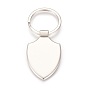 Zinc Alloy Cabochon Settings Keychain, with Iron Ring, Shield