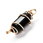 Natural & Synthetic Gemstone Linnks, with Real 18K Gold Plated Eco-Friendly Copper Wire, Double Terminated Pointed, Bullet