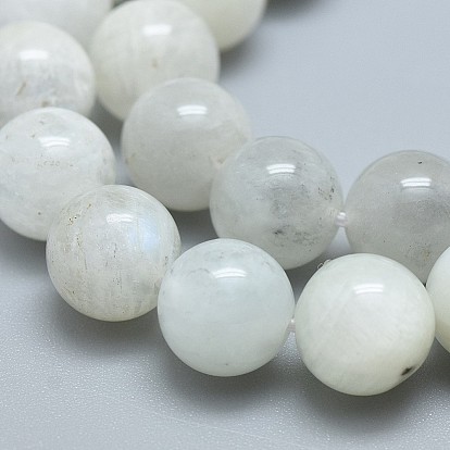 Naturelles perles pierre de lune blanc brins, ronde