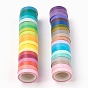 DIY Scrapbook Decorative Adhesive Tapes, Rainbow Color Craft Paper Tape, with Plastic Box