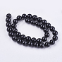 Brins de perles d'onyx noir naturel, classe ab, ronde, teints et chauffée