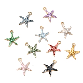 Eco-friendly Alloy Enamel Pendants, Starfish Charm