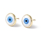 Enamel Evil Eye Stud Earrings, Real 18K Gold Plated Brass Jewelry for Women