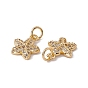 Brass Micro Pave Clear Cubic Zirconia Charms, with Jump Ring, Cadmium Free & Nickel Free & Lead Free, Rack Plating, Flower