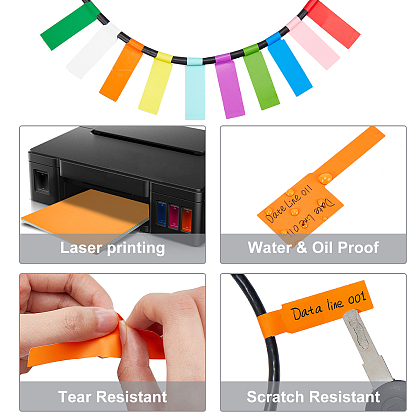 Craspire 20 листы 10 цвета ПВХ самоклеящиеся идентификационные наклейки для кабелей, водонепроницаемые записываемые этикетки для шнура, организовать маркеры