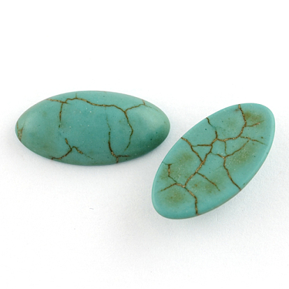 Craft Findings Dyed Synthetic Turquoise Gemstone Flat Back Cabochons, Horse Eye